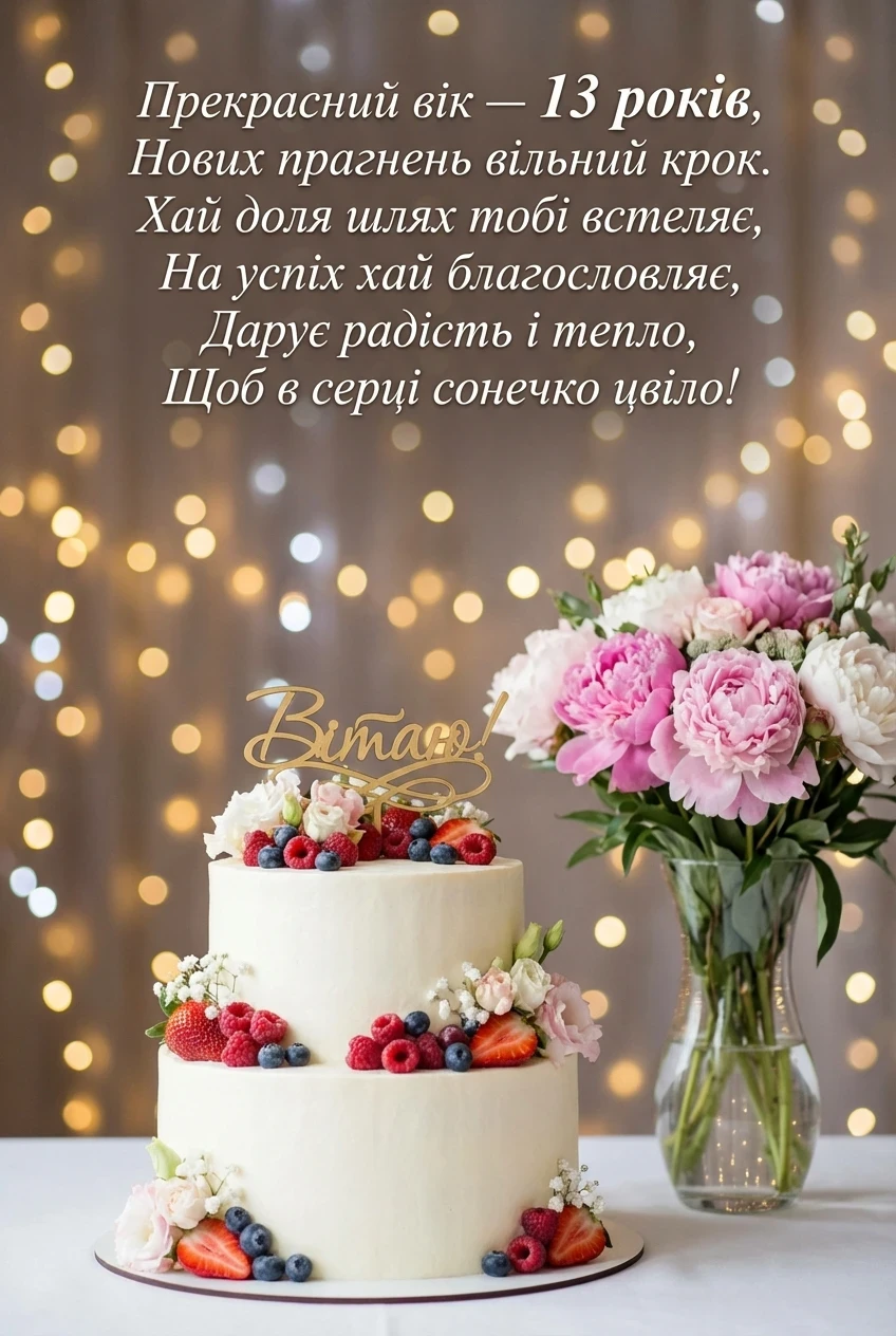 з днем народження 13 років дівчинці