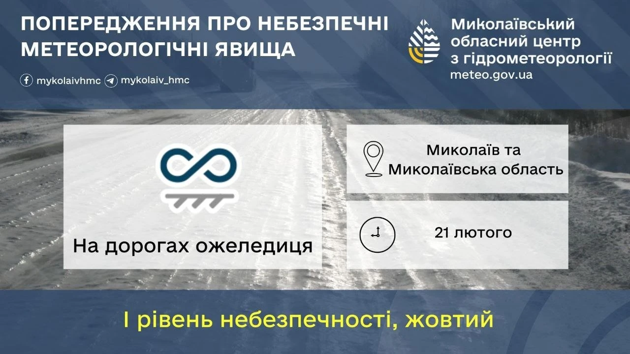 Ожеледиця триматиме область у напрузі: на Миколаївщині оголосили жовтий рівень небезпеки