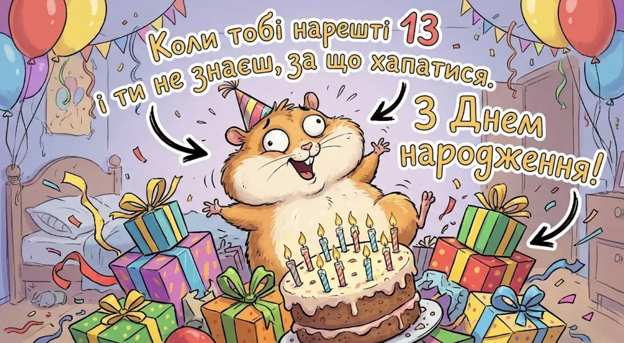 Привітання з днем народження для дівчинки на 13 років
