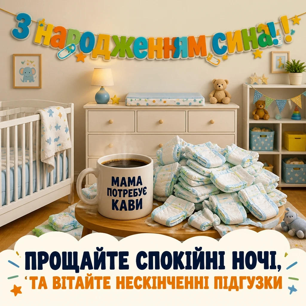 привітання з новонародженим сином