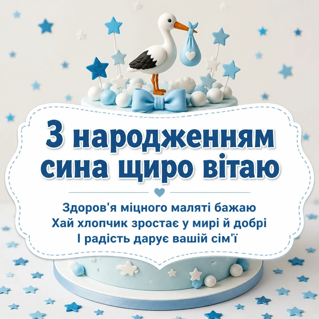 привітання з новонародженим сином