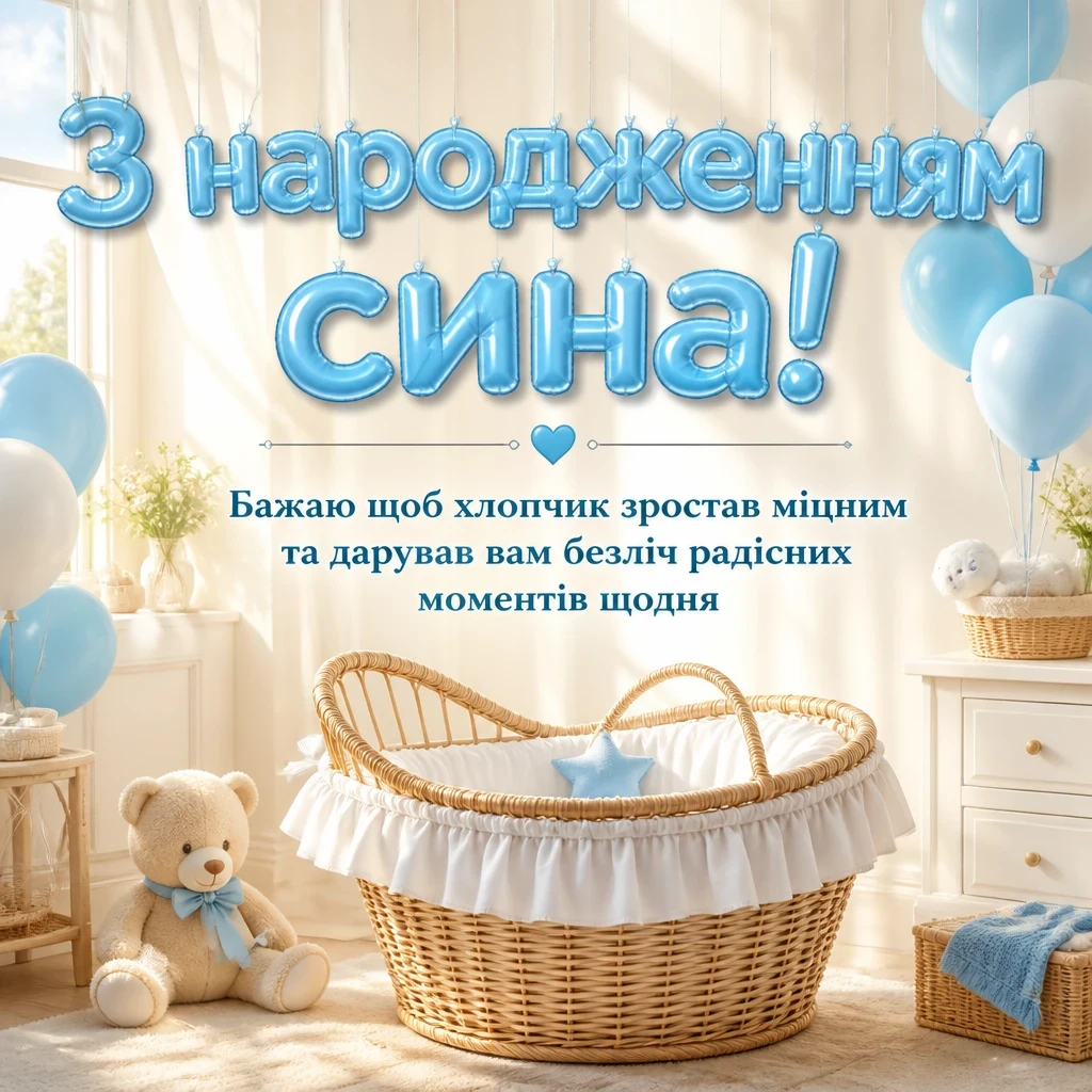 привітання з новонародженим сином