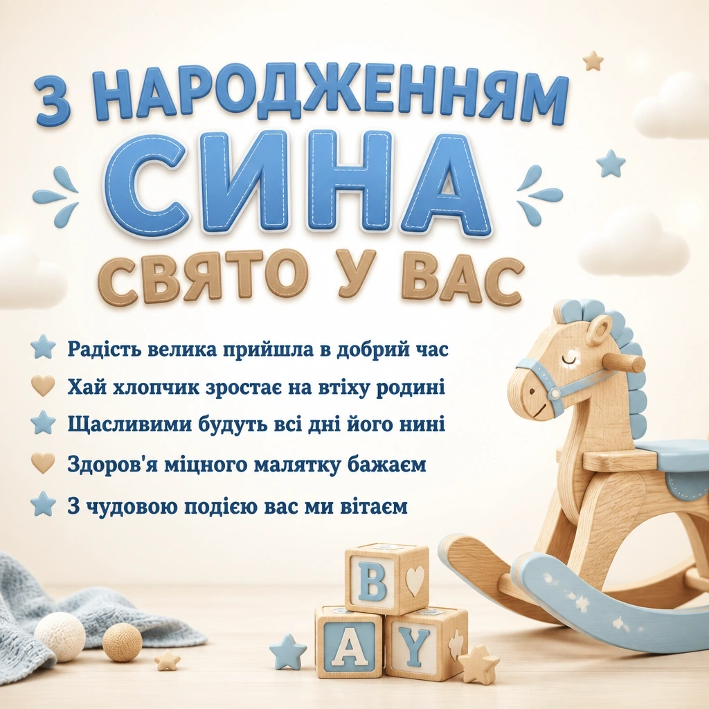 привітання з новонародженим сином