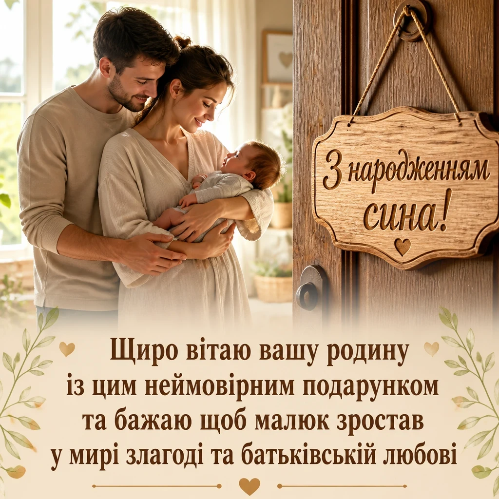привітання з новонародженим сином