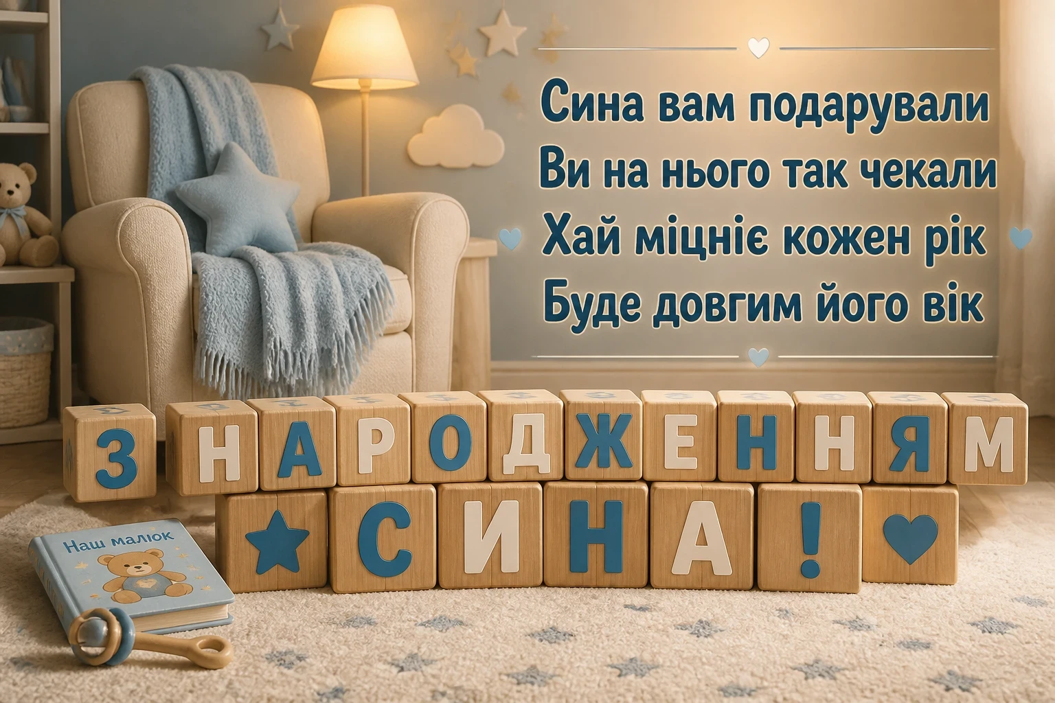 привітання з новонародженим сином