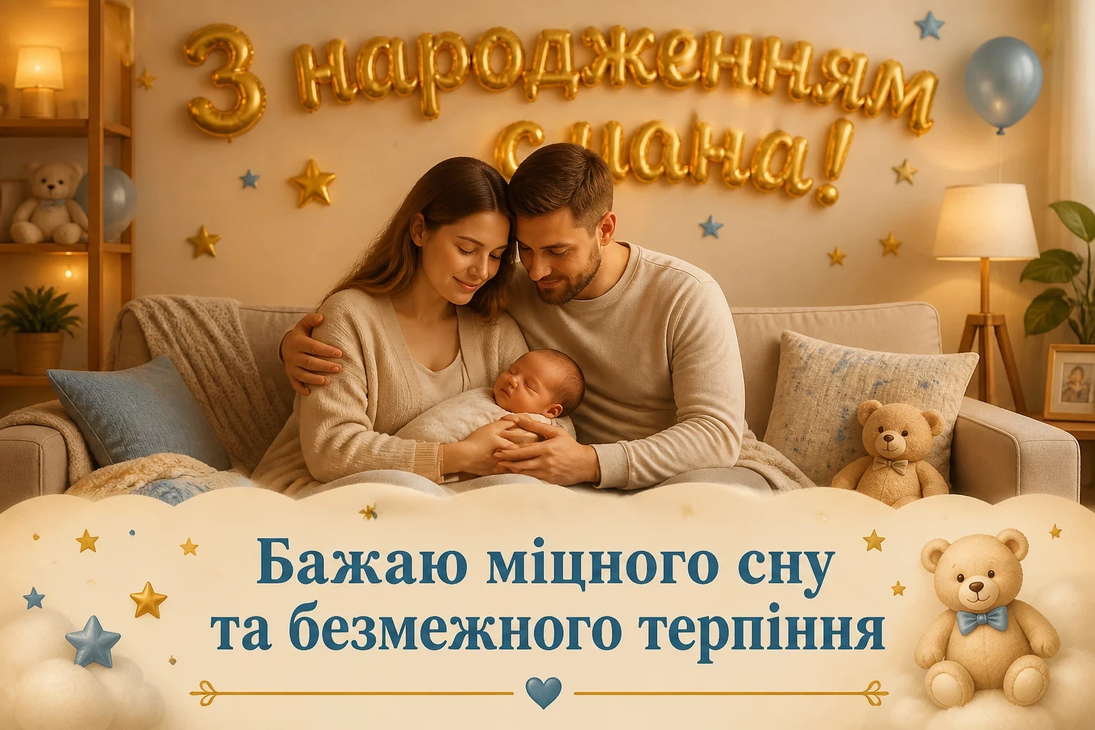 привітання з новонародженим сином