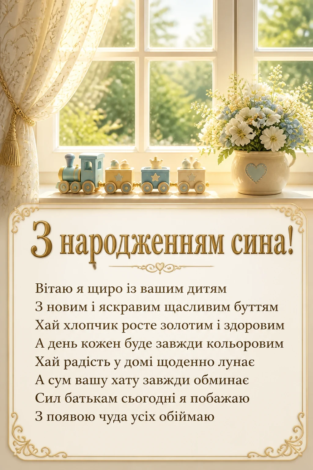 привітання з новонародженим сином