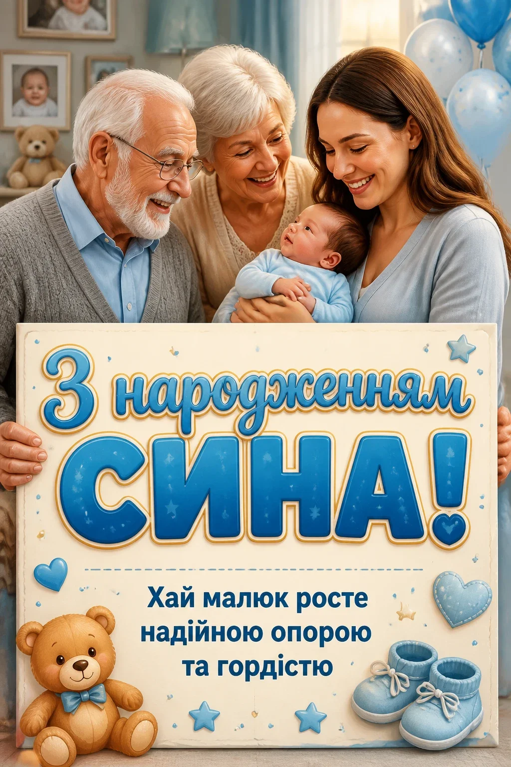 привітання з новонародженим сином